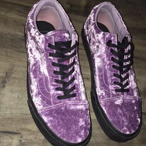 Purple velvet Vans low tops